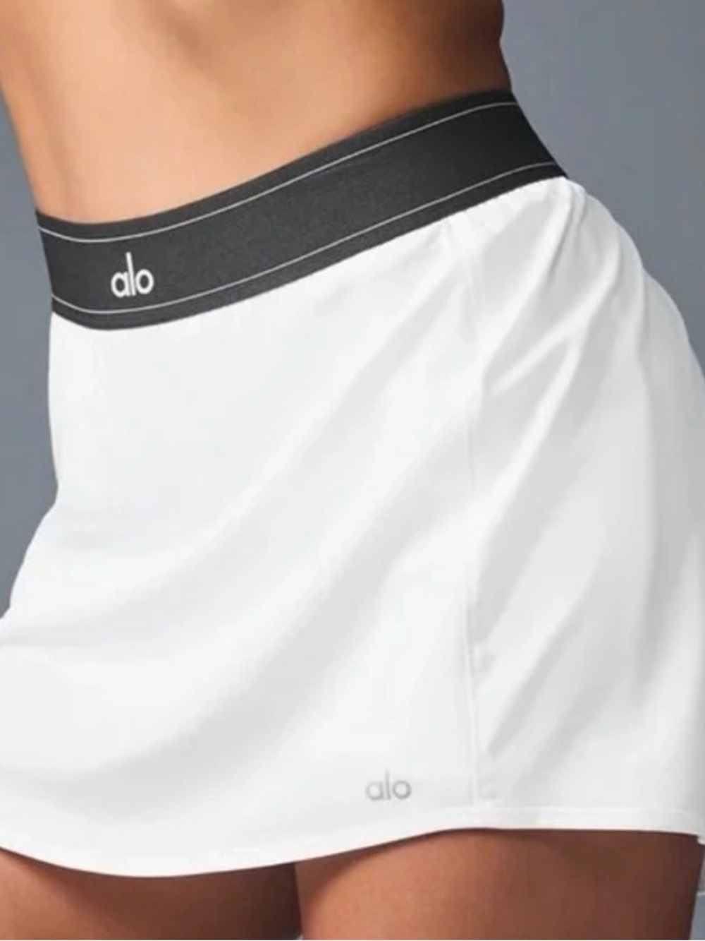 ALO Yoga White Skirt with Black Logo Waistband - Picture 5 of 6